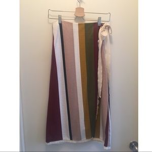 Striped wrap skirt with tie
